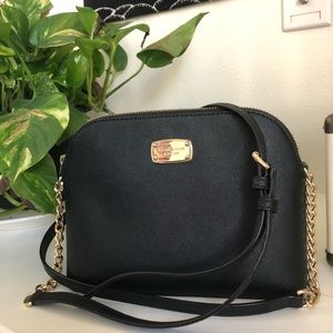 Michael Kors black/gold leather dome crossbody!
